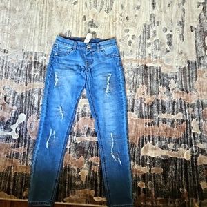 Justice size 12 girls distressed jeans with crystals